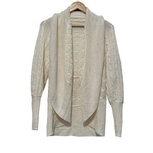 Ralph Lauren Blue Label Womens Linen Ivory Cable Knit Cardigan Sweater
